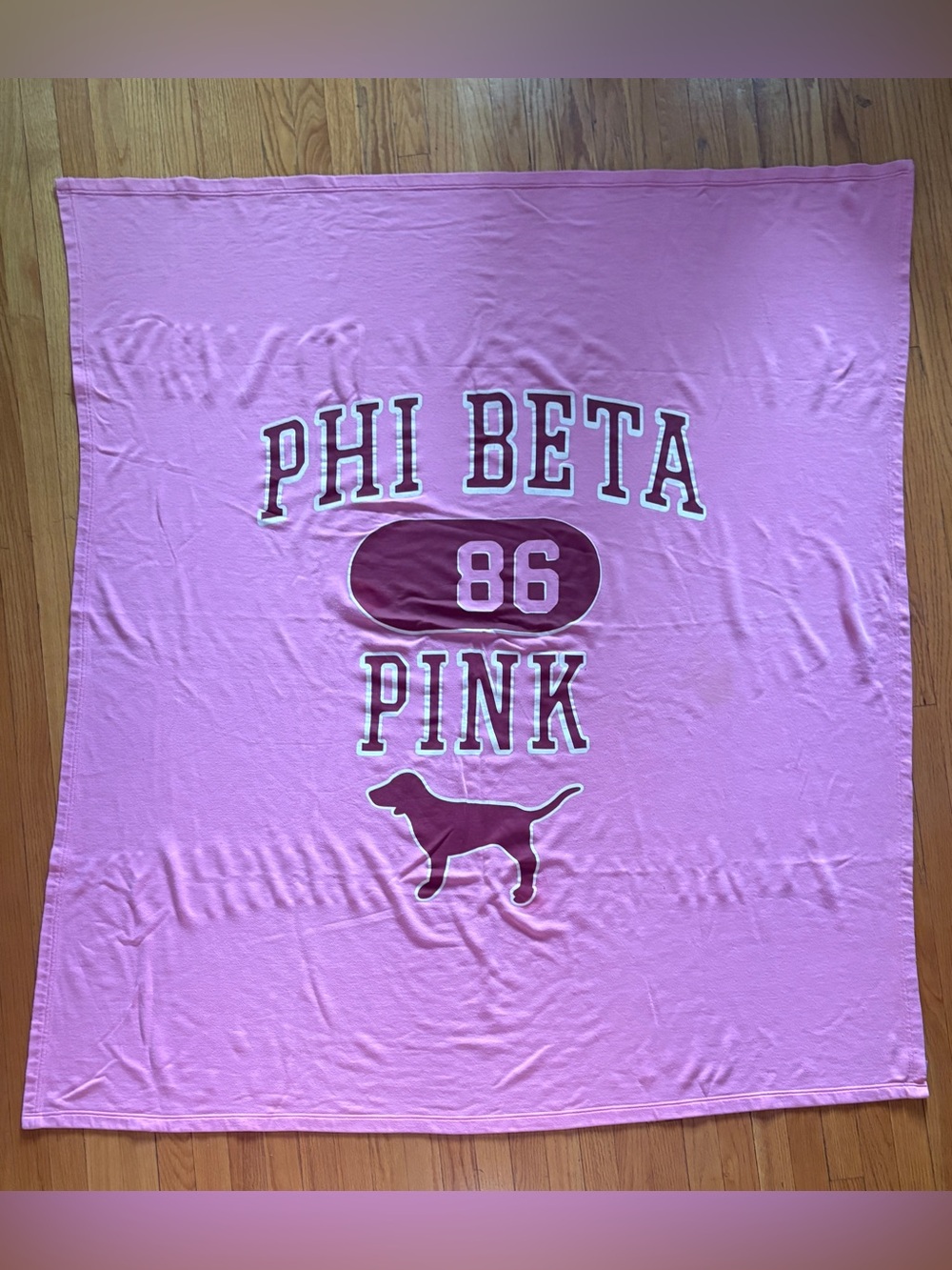 Victoria’s Secret Pink Phi Beta Pink Throw Blanket with Vintage Dog Silhouette